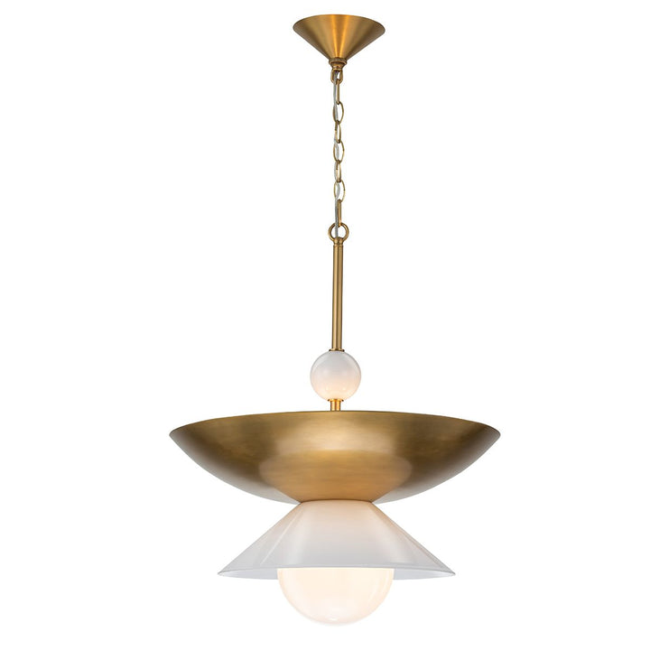 Quintiesse QN-SAUCER-4P-L-AB-OPAL Saucer 4 Light Large Pendant Aged Brass