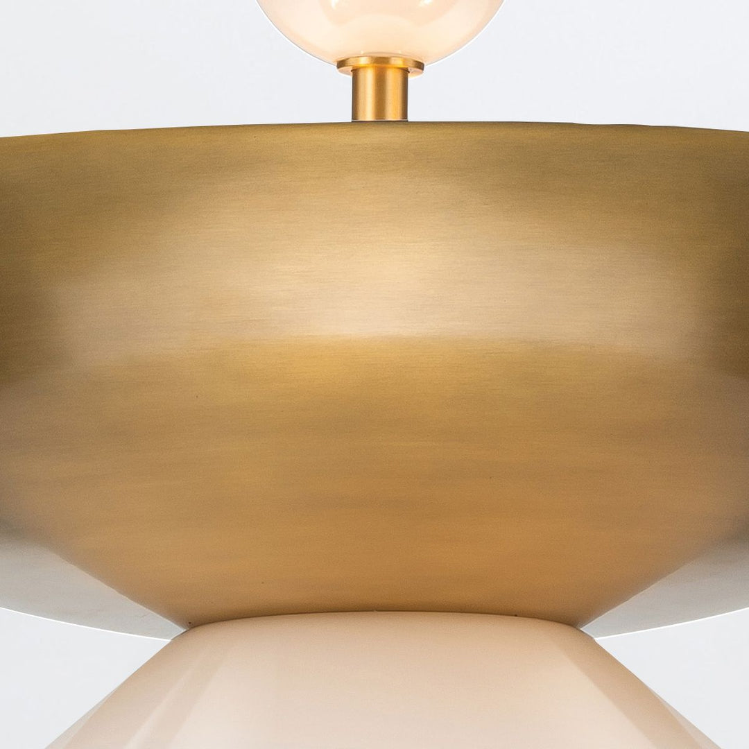 Quintiesse QN-SAUCER-4P-L-AB-OPAL Saucer 4 Light Large Pendant Aged Brass
