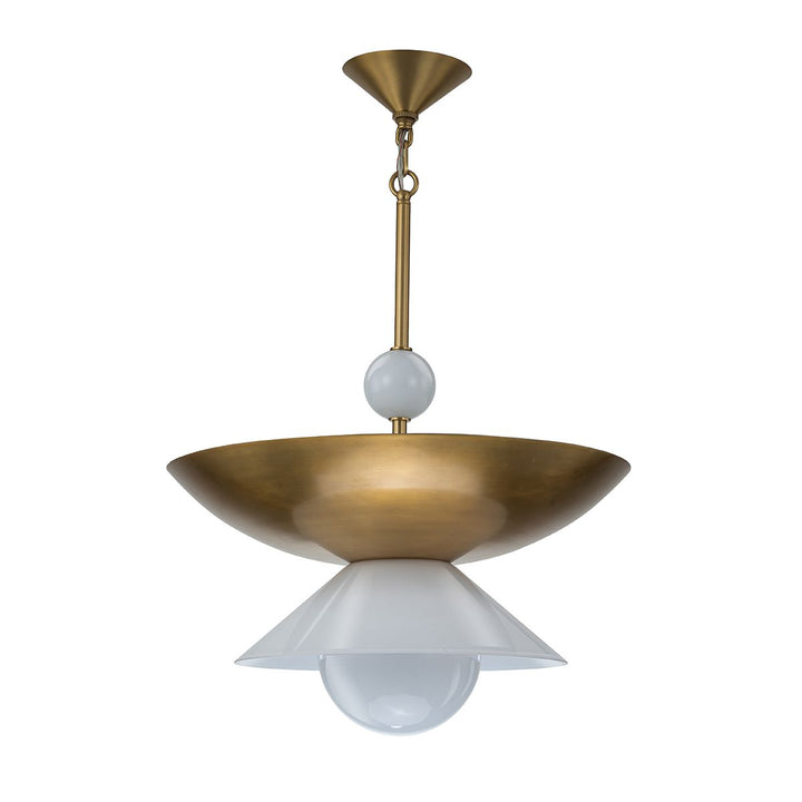 Quintiesse QN-SAUCER-4P-L-AB-OPAL Saucer 4 Light Large Pendant Aged Brass
