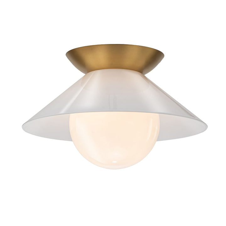 Quintiesse QN-SAUCER-FM-AB-OPAL Saucer 1 Light Flush Aged Brass