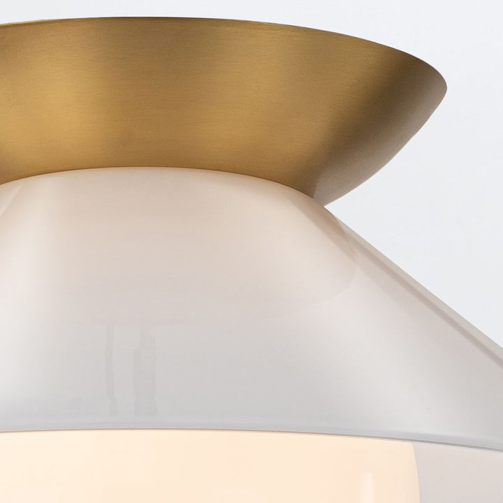 Quintiesse QN-SAUCER-FM-AB-OPAL Saucer 1 Light Flush Aged Brass