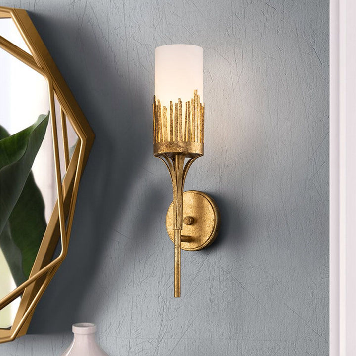 Quintiesse QN-SAWGRASS-1WB-DG-O Sawgrass Bathroom 1 Light Wall Light Gold Leaf with Antique Glaze