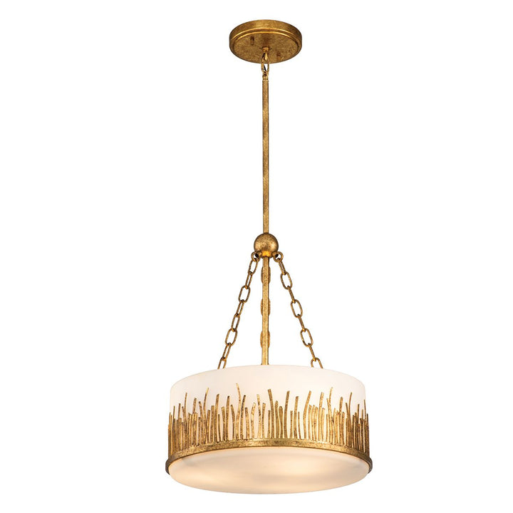 Quintiesse QN-SAWGRASS-2P-DG-O Sawgrass 3 Light Pendant Gold Leaf with Antique Glaze