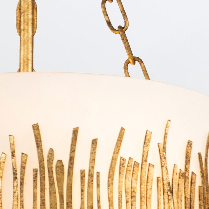 Quintiesse QN-SAWGRASS-2P-DG-O Sawgrass 3 Light Pendant Gold Leaf with Antique Glaze