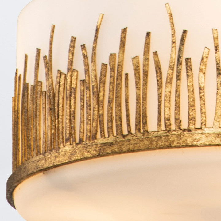 Quintiesse QN-SAWGRASS-2P-DG-O Sawgrass 3 Light Pendant Gold Leaf with Antique Glaze