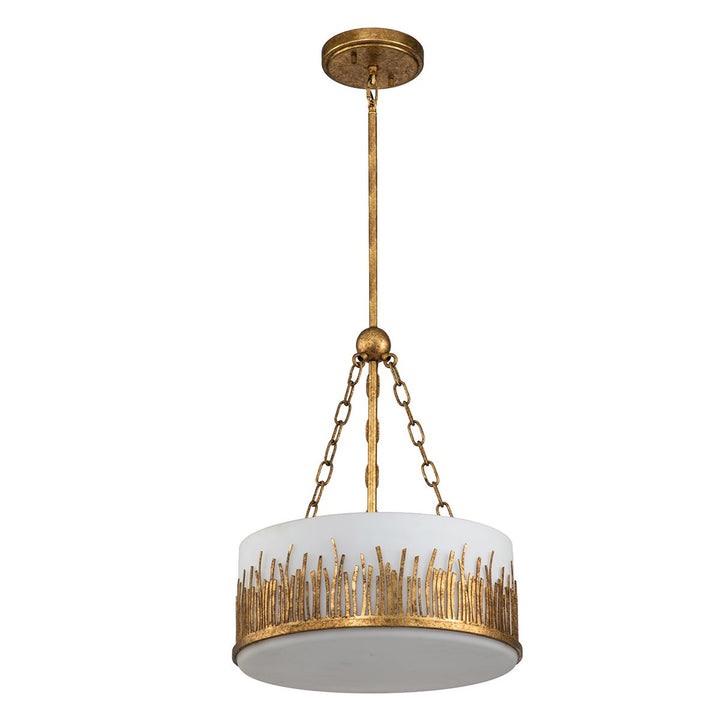 Quintiesse QN-SAWGRASS-2P-DG-O Sawgrass 3 Light Pendant Gold Leaf with Antique Glaze