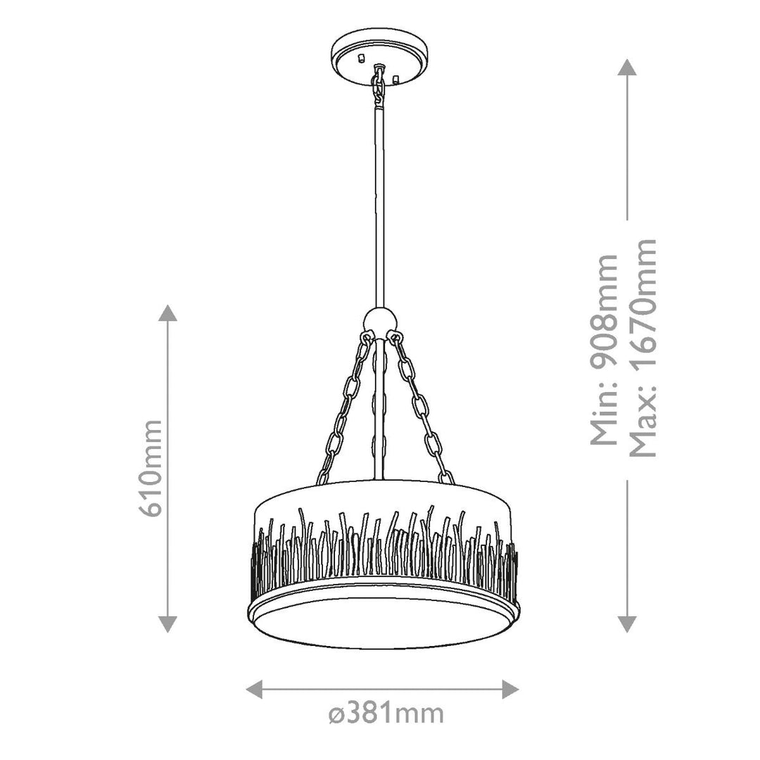 Quintiesse QN-SAWGRASS-2P-DG-O Sawgrass 3 Light Pendant Gold Leaf with Antique Glaze