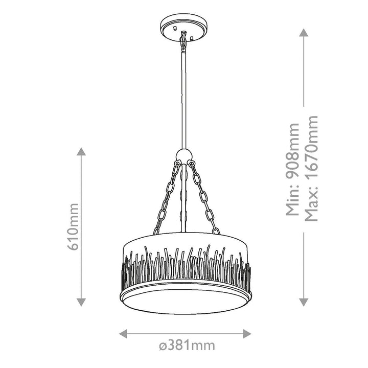 Quintiesse QN-SAWGRASS-2P-DG-O Sawgrass 3 Light Pendant Gold Leaf with Antique Glaze