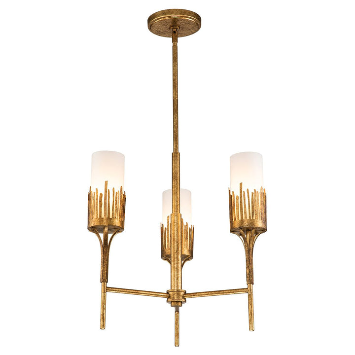 Quintiesse QN-SAWGRASS-3-DG-O Sawgrass 3 Light Chandelier Gold Leaf with Antique Glaze