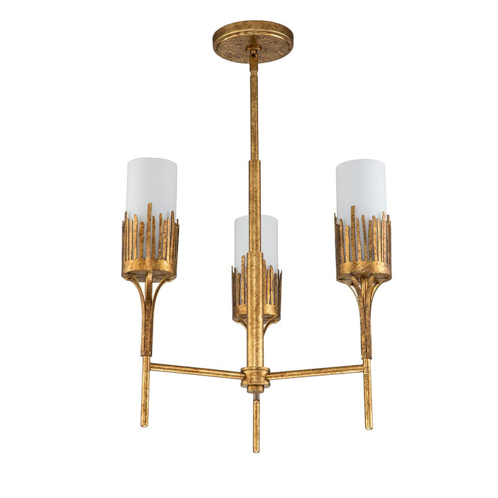 Quintiesse QN-SAWGRASS-3-DG-O Sawgrass 3 Light Chandelier Gold Leaf with Antique Glaze