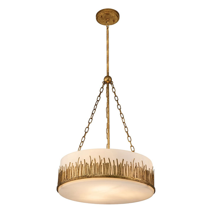 Quintiesse QN-SAWGRASS-3P-DG-O Sawgrass 3 Light Pendant Gold Leaf with Antique Glaze