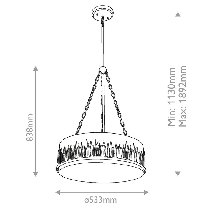 Quintiesse QN-SAWGRASS-3P-DG-O Sawgrass 3 Light Pendant Gold Leaf with Antique Glaze