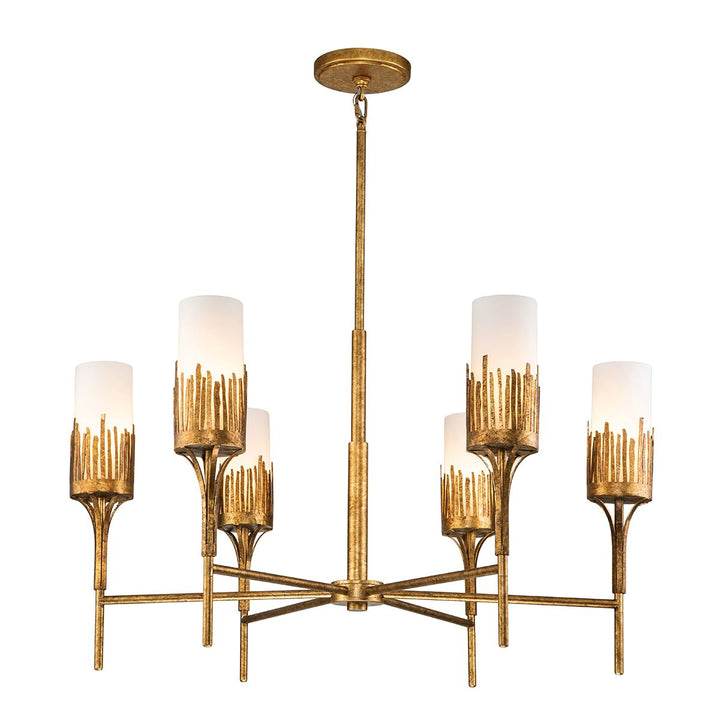 Quintiesse QN-SAWGRASS-6-DG-O Sawgrass 6 Light Chandelier Gold Leaf with Antique Glaze