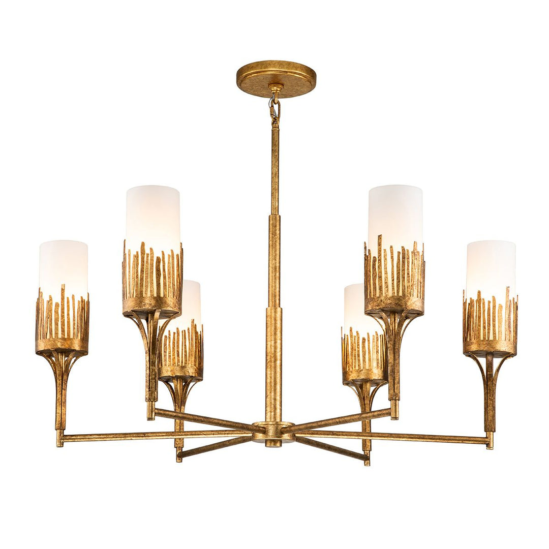Quintiesse QN-SAWGRASS-6-DG-O Sawgrass 6 Light Chandelier Gold Leaf with Antique Glaze