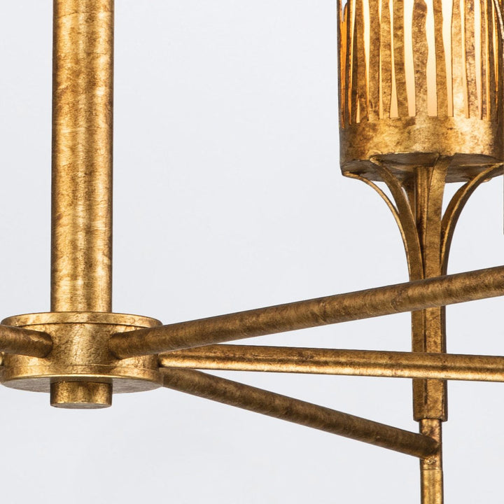 Quintiesse QN-SAWGRASS-6-DG-O Sawgrass 6 Light Chandelier Gold Leaf with Antique Glaze
