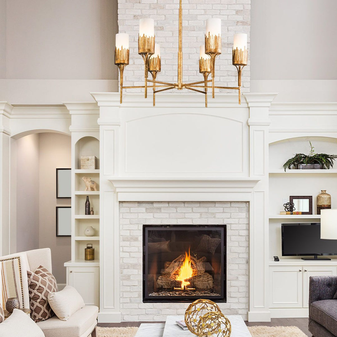 Quintiesse QN-SAWGRASS-6-DG-O Sawgrass 6 Light Chandelier Gold Leaf with Antique Glaze
