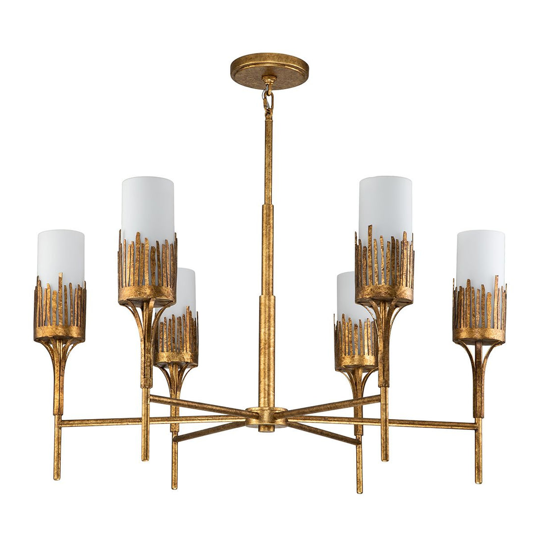 Quintiesse QN-SAWGRASS-6-DG-O Sawgrass 6 Light Chandelier Gold Leaf with Antique Glaze