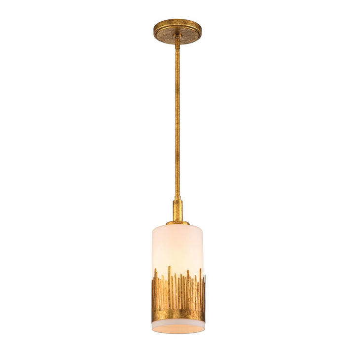 Quintiesse QN-SAWGRASS-MP-DG-O Sawgrass 1 Light Pendant Gold Leaf with Antique Glaze