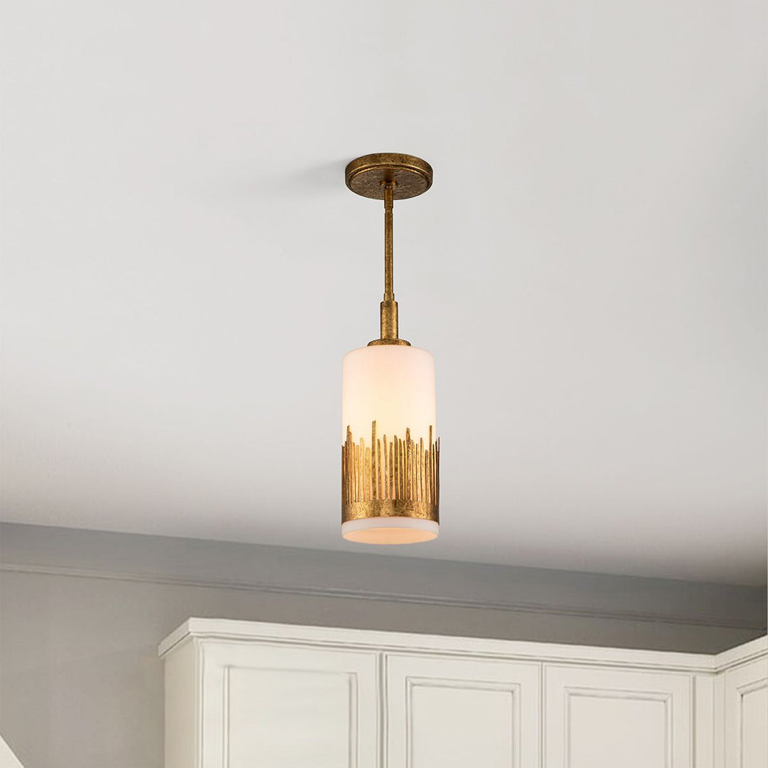 Quintiesse QN-SAWGRASS-MP-DG-O Sawgrass 1 Light Pendant Gold Leaf with Antique Glaze
