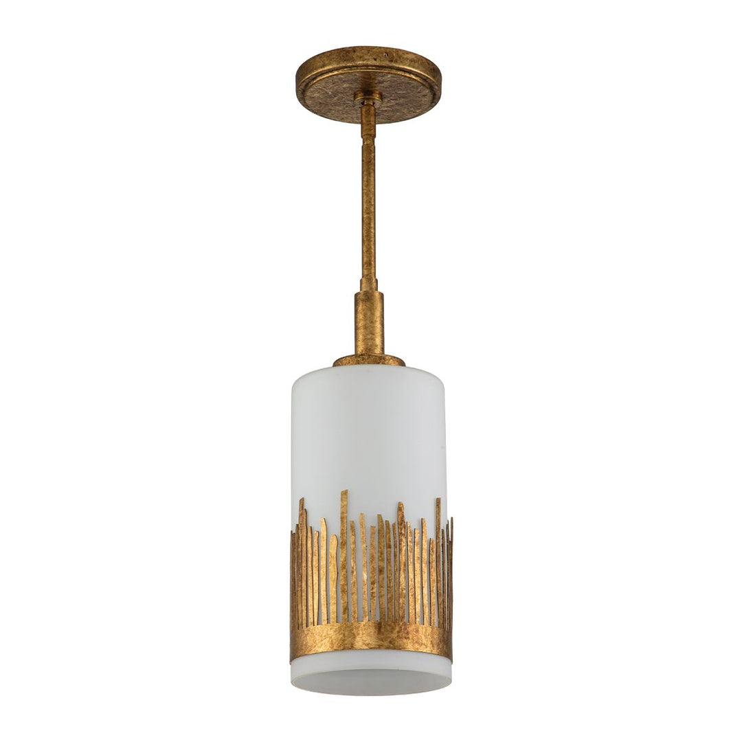 Quintiesse QN-SAWGRASS-MP-DG-O Sawgrass 1 Light Pendant Gold Leaf with Antique Glaze