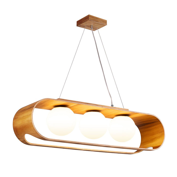 Quintiesse QN-SFERA-3P-TEAK Sfera 3 Light Linear Pendant Light Teak