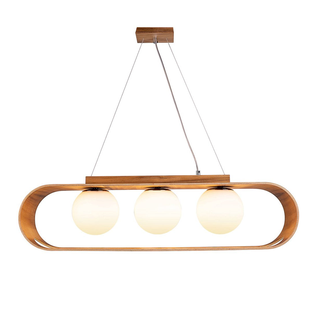 Quintiesse QN-SFERA-3P-TEAK Sfera 3 Light Linear Pendant Light Teak