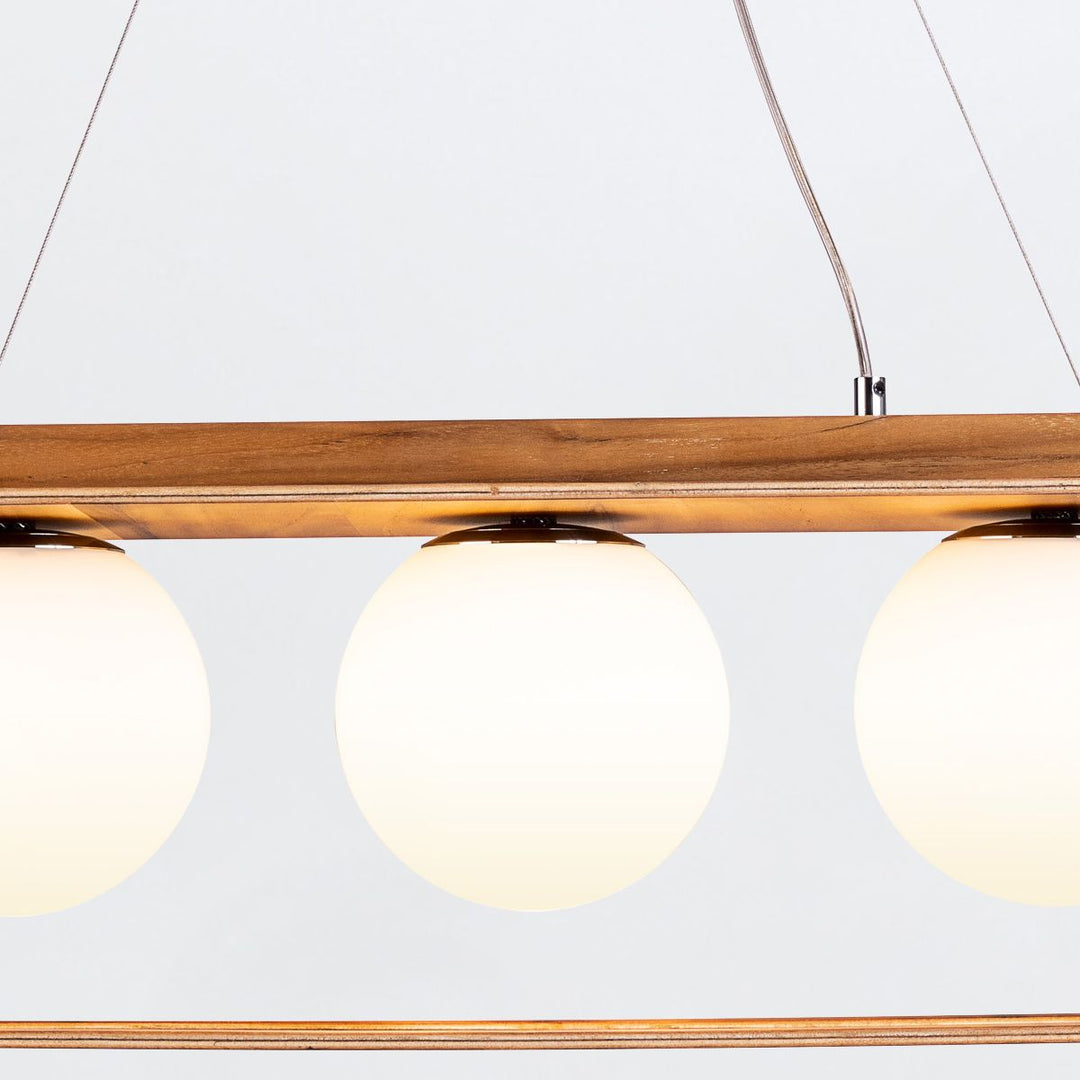 Quintiesse QN-SFERA-3P-TEAK Sfera 3 Light Linear Pendant Light Teak