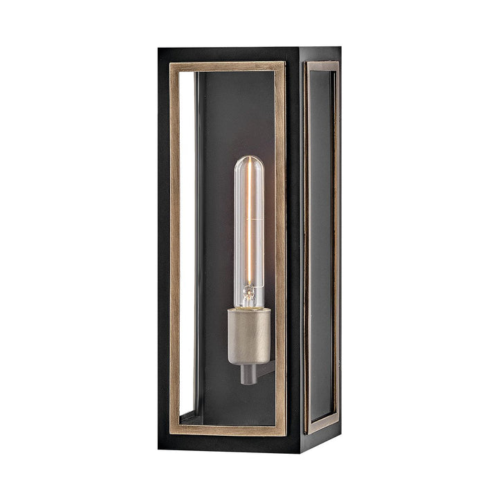 Quintiesse QN-SHAW-1M-BK Shaw 1 Light Outdoor Wall Lantern Black with Burnished Bronze accents