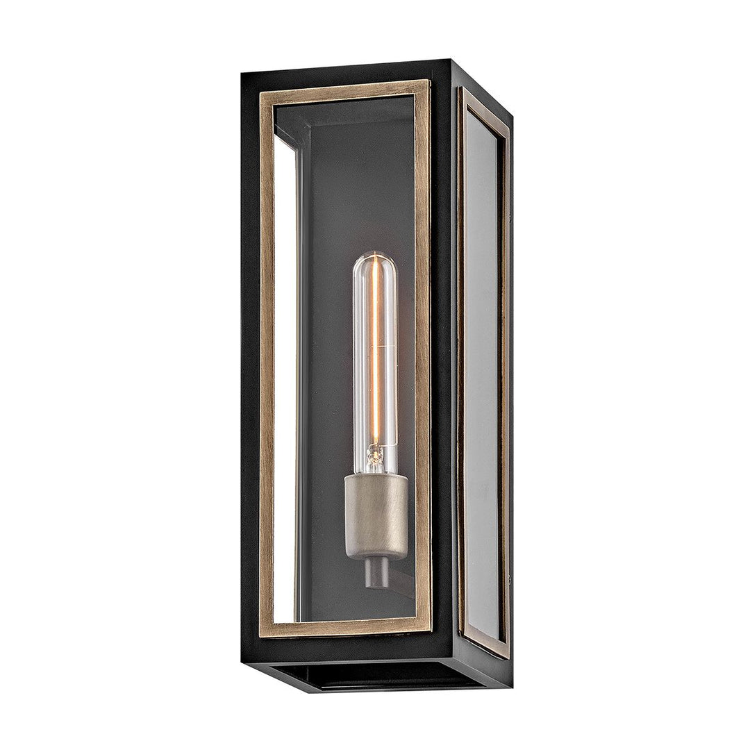 Quintiesse QN-SHAW-1M-BK Shaw 1 Light Outdoor Wall Lantern Black with Burnished Bronze accents