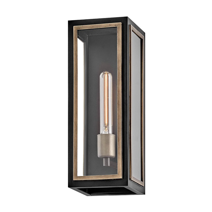 Quintiesse QN-SHAW-1M-BK Shaw 1 Light Outdoor Wall Lantern Black with Burnished Bronze accents