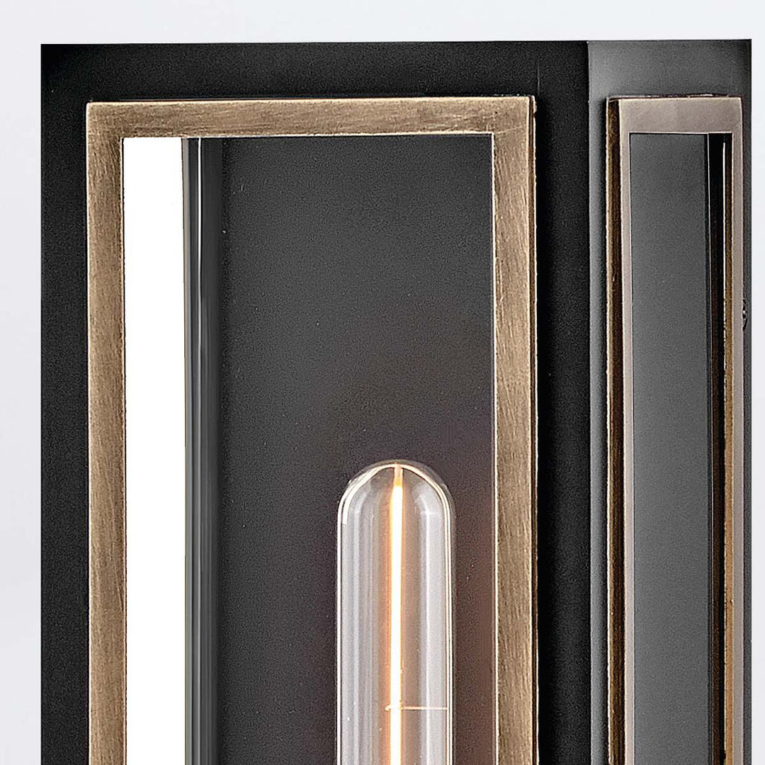 Quintiesse QN-SHAW-1M-BK Shaw 1 Light Outdoor Wall Lantern Black with Burnished Bronze accents