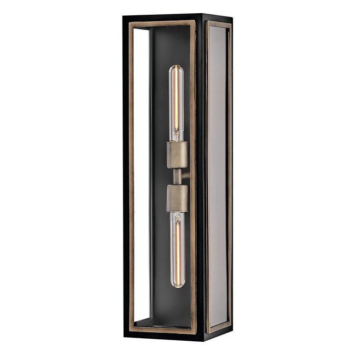 Quintiesse QN-SHAW-2M-BK Shaw 2 Light Outdoor Wall Lantern Black with Burnished Bronze accents