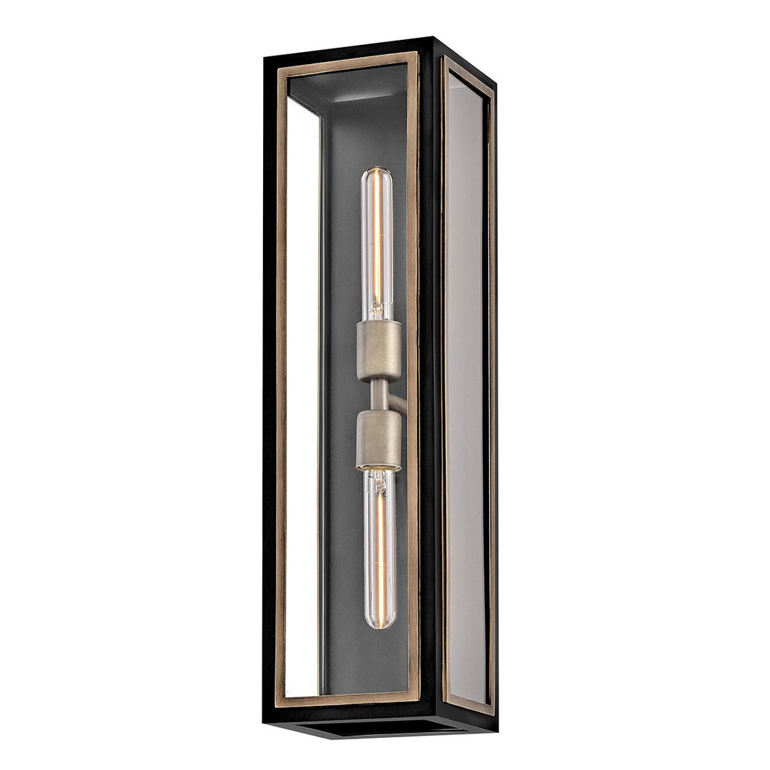 Quintiesse QN-SHAW-2M-BK Shaw 2 Light Outdoor Wall Lantern Black with Burnished Bronze accents