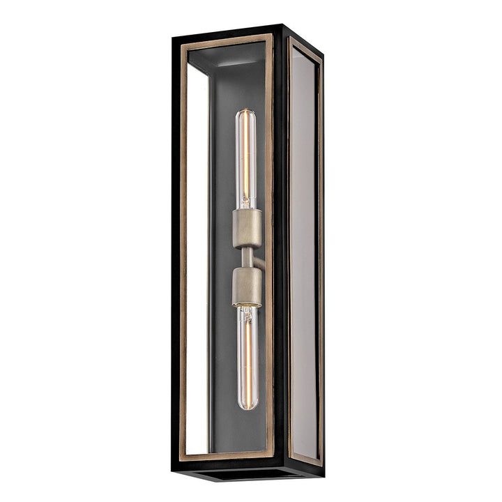 Quintiesse QN-SHAW-2M-BK Shaw 2 Light Outdoor Wall Lantern Black with Burnished Bronze accents