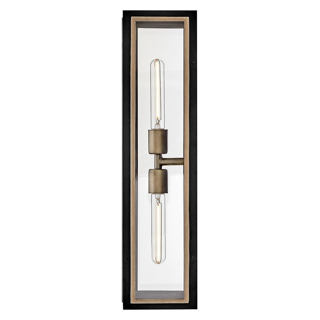 Quintiesse QN-SHAW-2M-BK Shaw 2 Light Outdoor Wall Lantern Black with Burnished Bronze accents