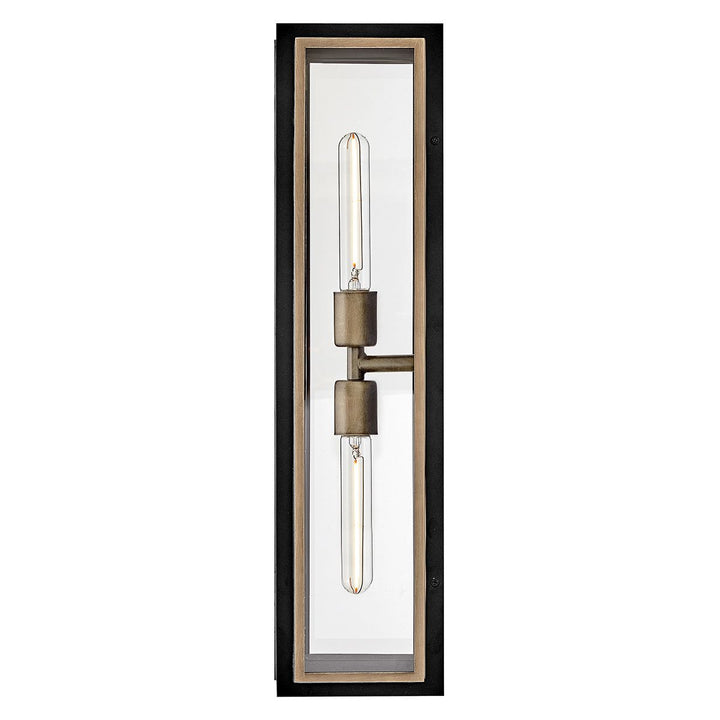Quintiesse QN-SHAW-2M-BK Shaw 2 Light Outdoor Wall Lantern Black with Burnished Bronze accents