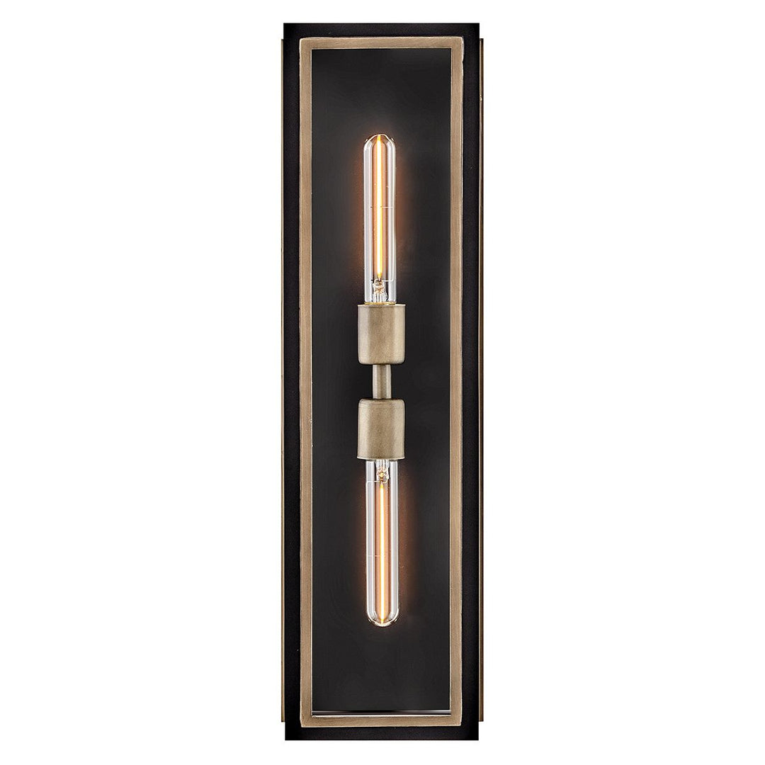 Quintiesse QN-SHAW-2M-BK Shaw 2 Light Outdoor Wall Lantern Black with Burnished Bronze accents