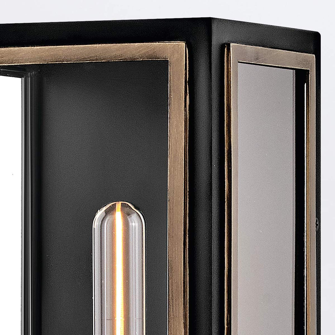 Quintiesse QN-SHAW-2M-BK Shaw 2 Light Outdoor Wall Lantern Black with Burnished Bronze accents
