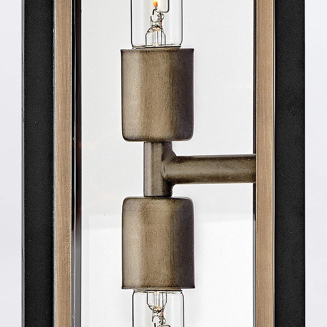 Quintiesse QN-SHAW-2M-BK Shaw 2 Light Outdoor Wall Lantern Black with Burnished Bronze accents