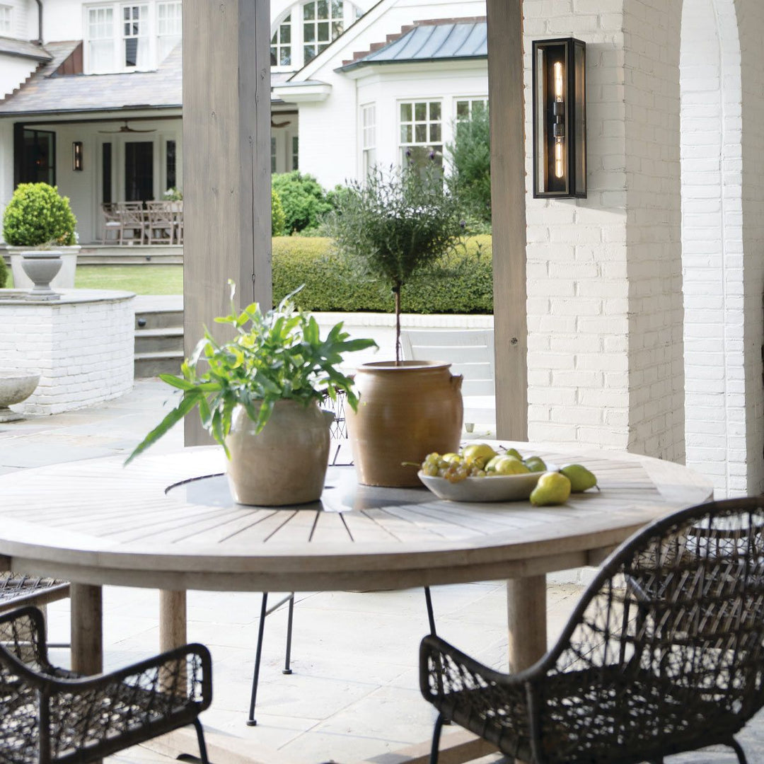 Quintiesse QN-SHAW-2M-BK Shaw 2 Light Outdoor Wall Lantern Black with Burnished Bronze accents