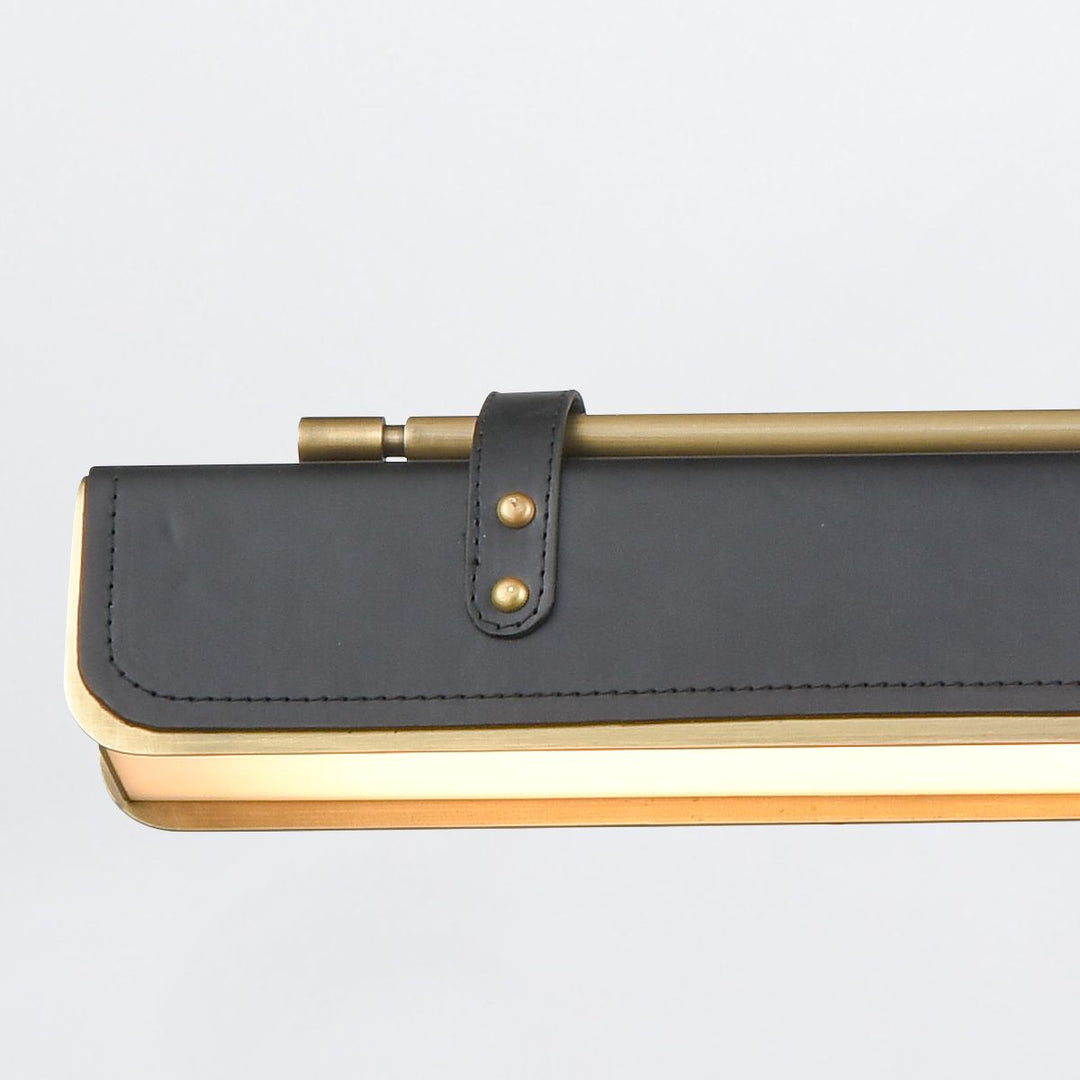 Quintiesse QN-VALISE-LP80-VBS-TL Valise LED Linear Pendant Vintage Brass/Tuxedo Leather