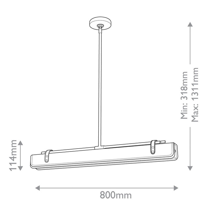 Quintiesse QN-VALISE-LP80-VBS-TL Valise LED Linear Pendant Vintage Brass/Tuxedo Leather