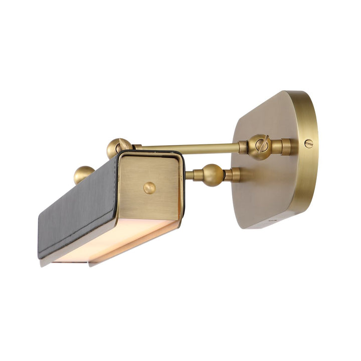 Quintiesse QN-VALISE-PL-M-VBS-TL Valise Picture Medium LED Picture Light Vintage Brass/Tuxedo Leather