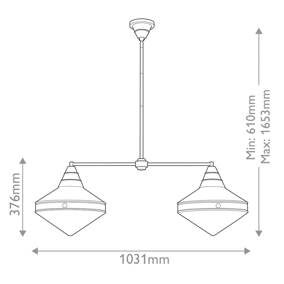 Quintiesse QN-WILLARD-LP2-VBS-PG Willard 2 Light Linear Pendant Vintage Brass