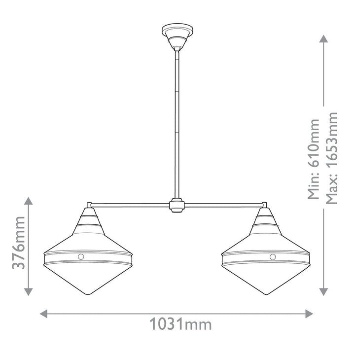 Quintiesse QN-WILLARD-LP2-VBS-PG Willard 2 Light Linear Pendant Vintage Brass