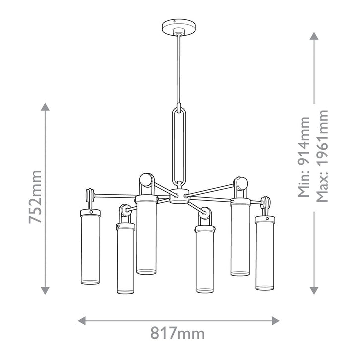 Quintiesse QN-WYNWOOD6-UBZ Wynwood 6 Light Chandelier Urban Bronze