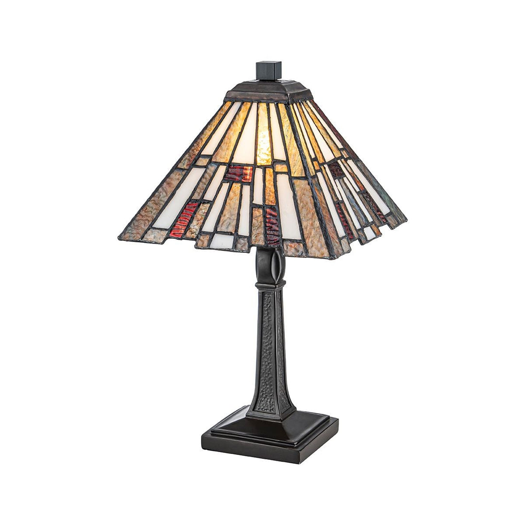 Quoizel QZ-INGLENOOK-TL-S Inglenook 1 Light  Midi Table Lamp Valiant Bronze &amp; Art Glass