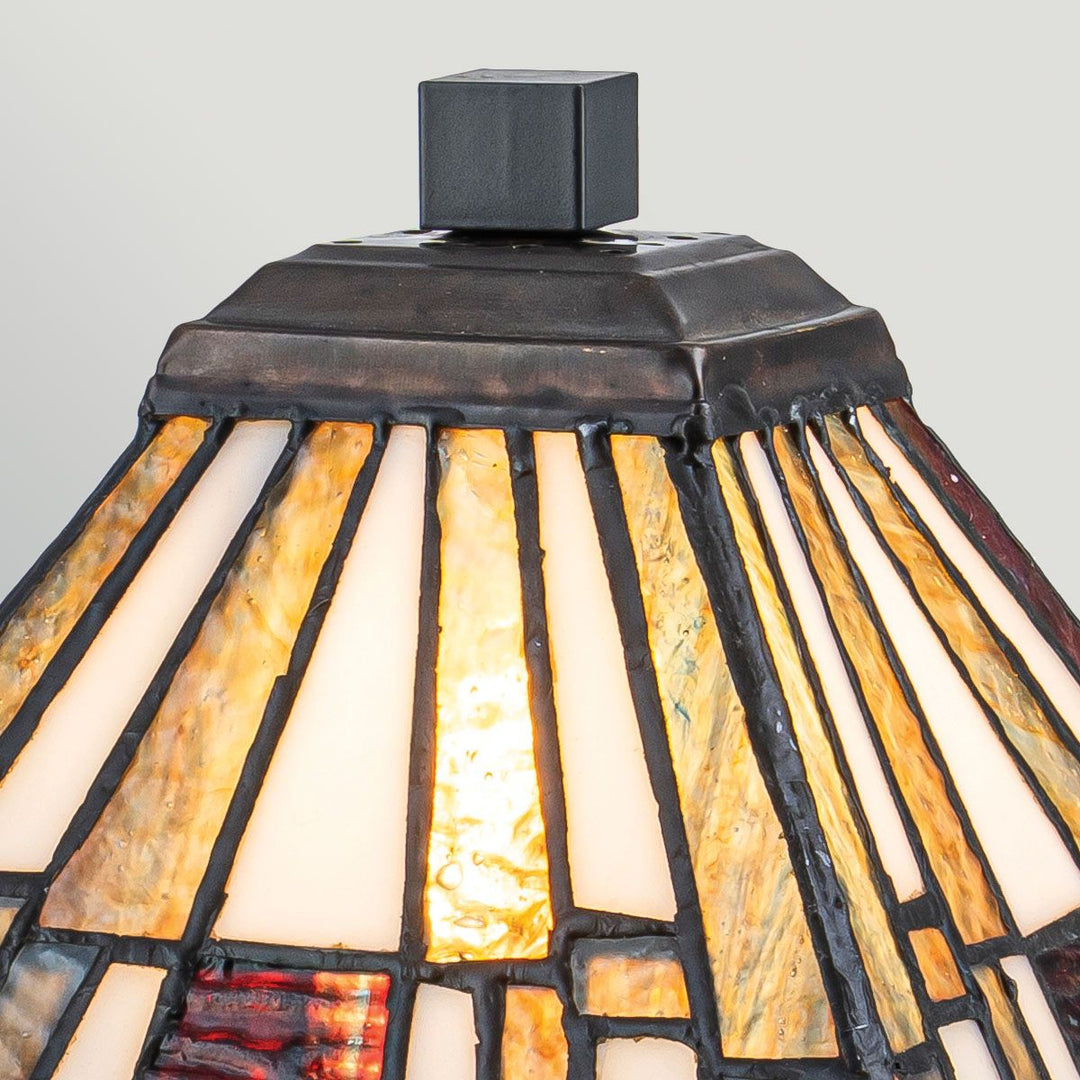 Quoizel QZ-INGLENOOK-TL-S-UK Inglenook 1 Light  Midi Table Lamp Valiant Bronze &amp; Art Glass