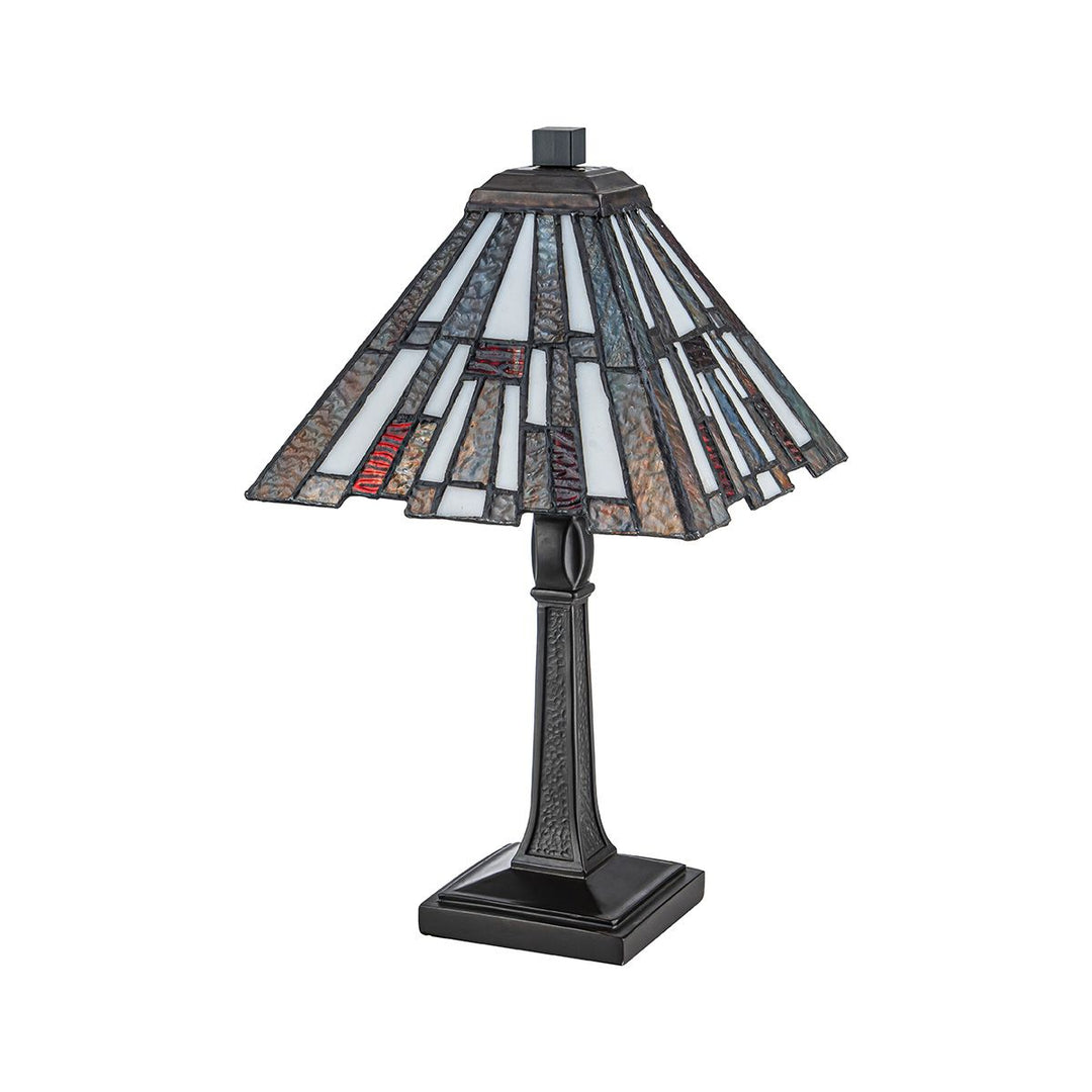 Quoizel QZ-INGLENOOK-TL-S-UK Inglenook 1 Light  Midi Table Lamp Valiant Bronze &amp; Art Glass