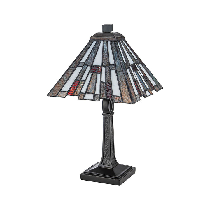 Quoizel QZ-INGLENOOK-TL-S Inglenook 1 Light  Midi Table Lamp Valiant Bronze &amp; Art Glass